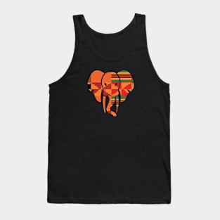 Elephant Animal with African Kente Pattern Tank Top